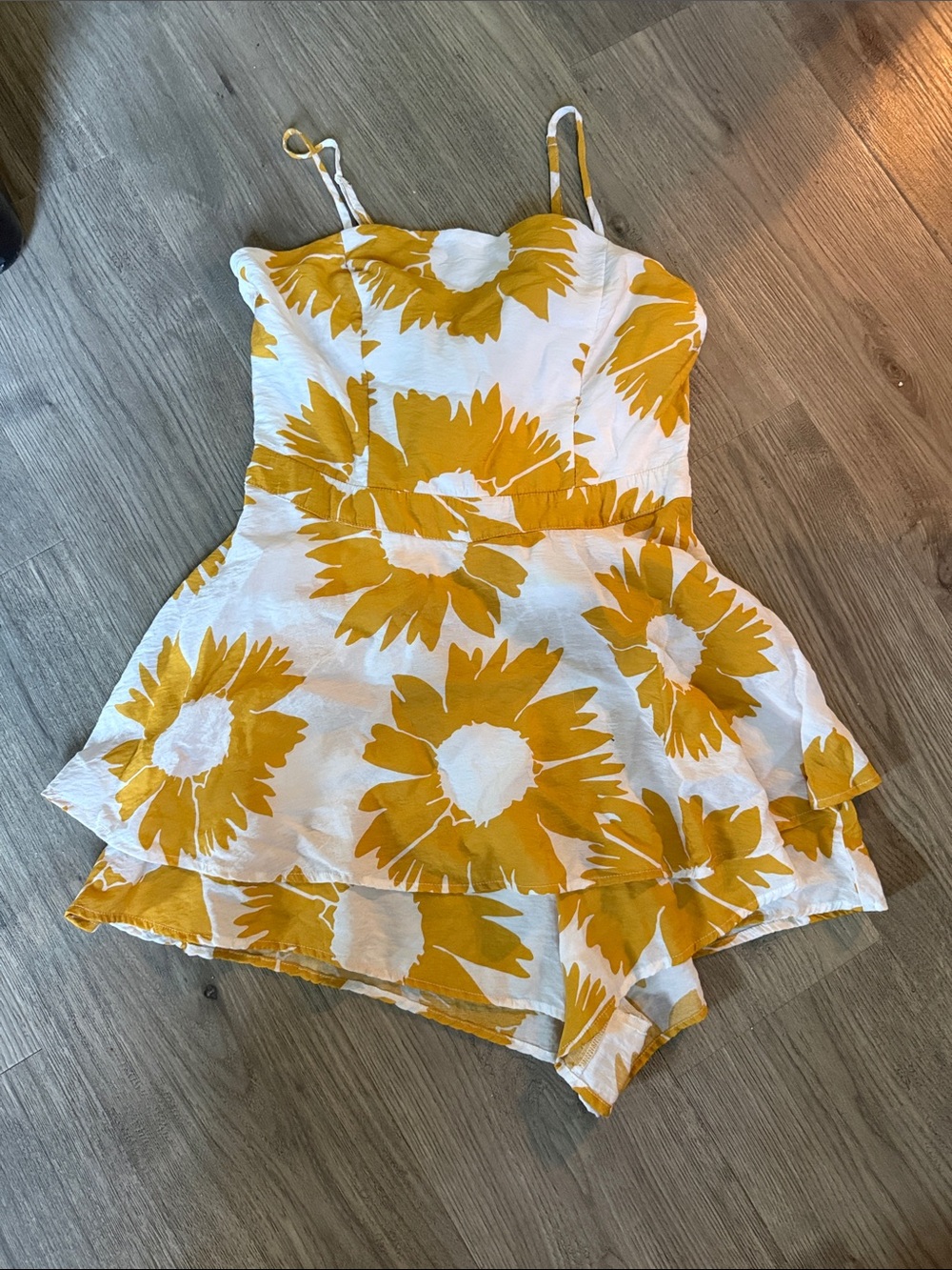 Willow & RootYellow and White Floral Strap Romper